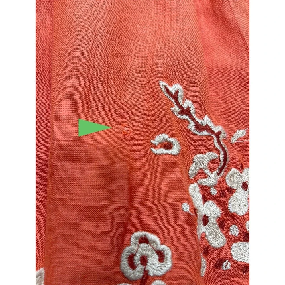 Anthropologie Coral Red Embroidered Maxi Dress - Picture 11 of 14